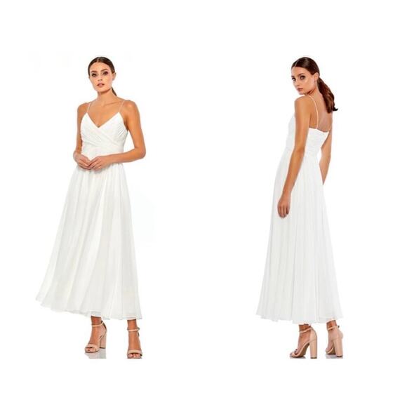 Mac Duggal Dresses & Skirts - NWT Mac Duggal Faux Wrap Midi Dress 70099 Women's White Size L